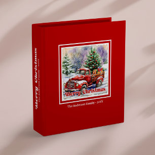 Timeless red truck cozy holiday scene album rustic 3 ring binder