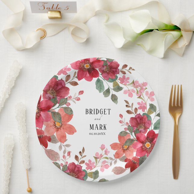 Timeless Red Wedding Paper Plates (Wedding)