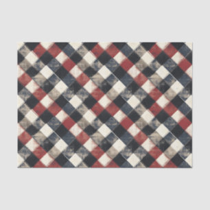 Timeless Retro Navy and Red Plaid Pattern Tissue Paper