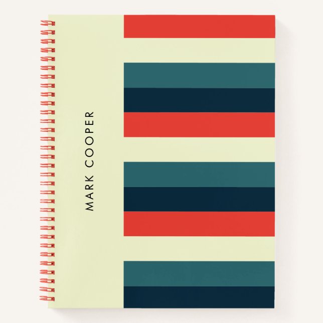 Timeless Retro Vibe Colorful Horizontal Stripes Notebook (Front)