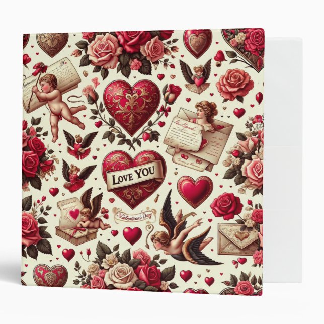 Timeless Romance: A Classic Valentine's Day Patter 3 Ring Binder (Front/Inside)