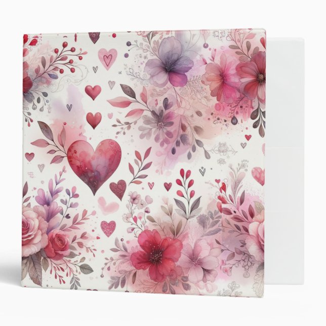Timeless Romance: A Classic Valentine's Day Patter 3 Ring Binder (Front/Inside)