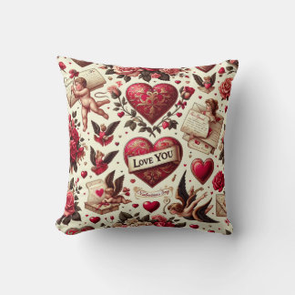 Timeless Romance: A Classic Valentine's Day Patter Throw Pillow