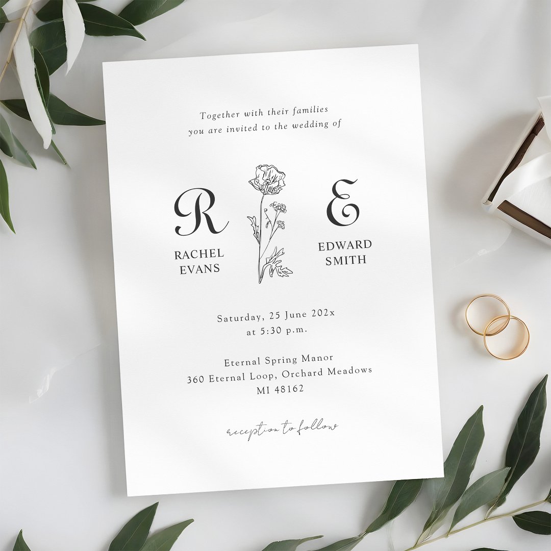 Timeless Romance Monogram Wedding Invitation