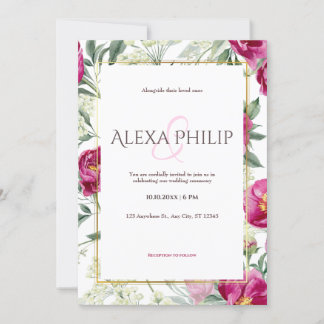 Timeless Romance Pink watercolor wedding Invitation