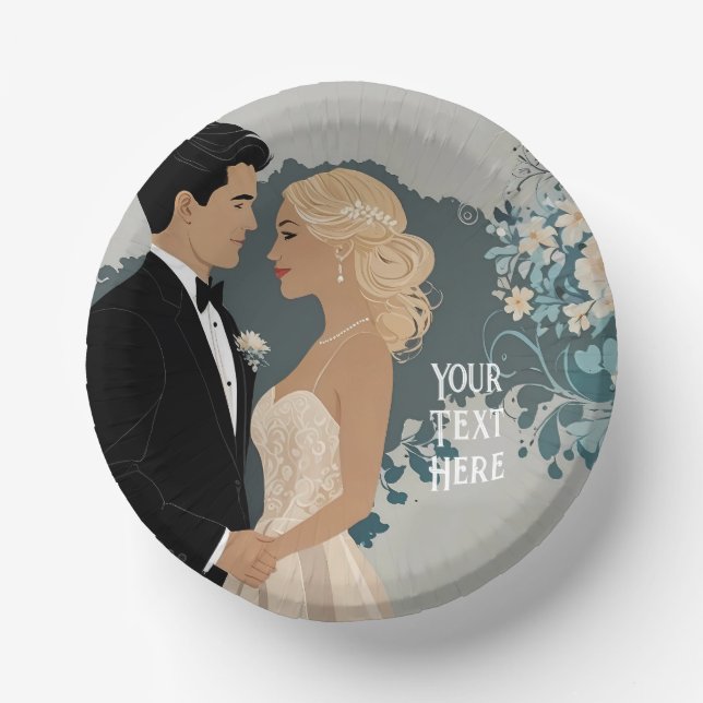 Timeless Romance: Watercolour Bride and Groom Art Paper Bowls (Front)