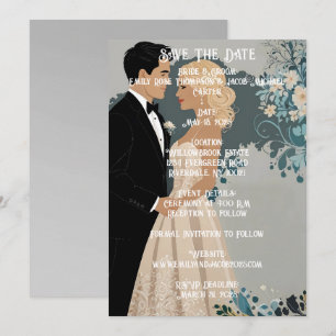 Timeless Romance: Watercolour Bride and Groom  Save The Date