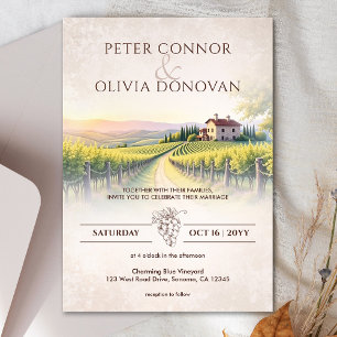 Timeless Romantic Vineyard Rustic Wedding Invitation