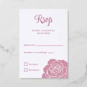 Timeless Rose Bloom Quinceañera Letterpress RSVP Cards