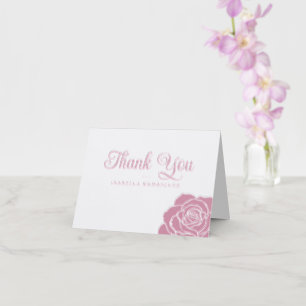 Timeless Rose Bloom Quinceañera Letterpress Thank You Card
