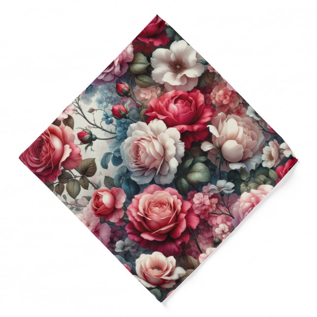 Timeless Rose Floral Charm Bandana (Front)