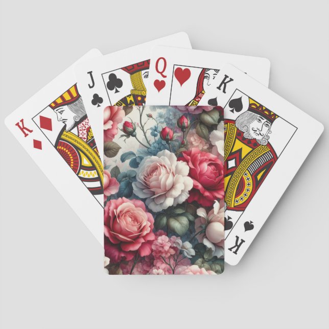 Timeless Rose Floral Charm Poker Cards (Back)