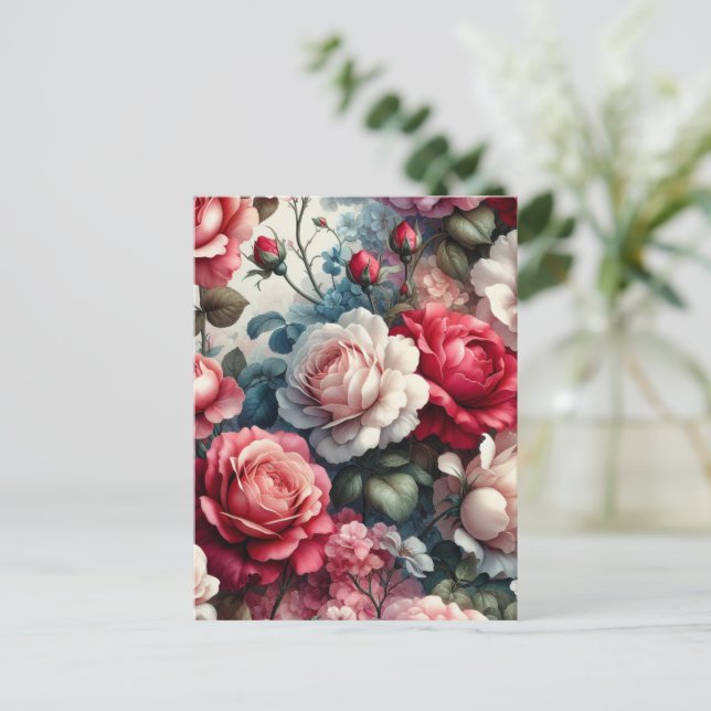 Timeless Rose Floral Charm Postcard (Standing Front)