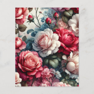 Timeless Rose Floral Charm Scrapbook Paper Sheet