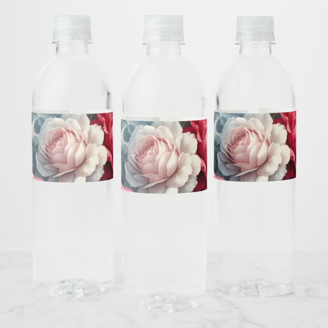 Timeless Rose Floral Charm Water Bottle Label (Bottles)