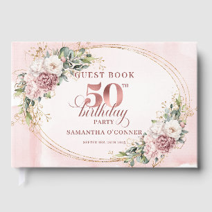 Timeless Rose Gold Blush 50th Birthday Guest Book