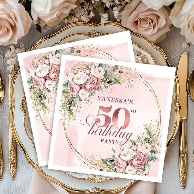 Timeless Rose Gold Dusty Pink 50th Birthday Party  Napkins (Timeless Rose Gold Dusty Pink 50th Birthday Party Napkins

)