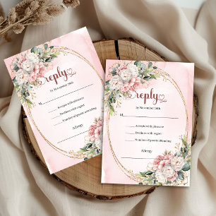 Timeless Rose Gold Dusty Pink Wedding RSVP Card