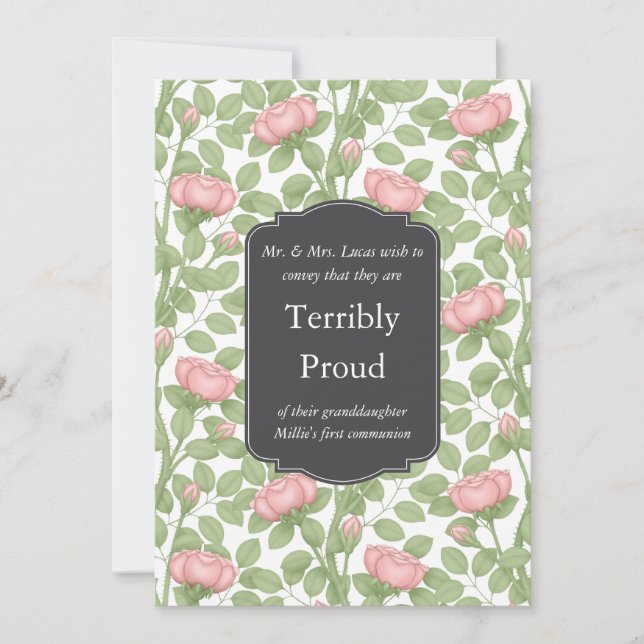 Timeless Roses Creative Personalized White Family Announcement (Front)