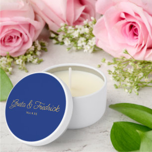 Timeless Royal Blue and Gold Mini Candle Favors