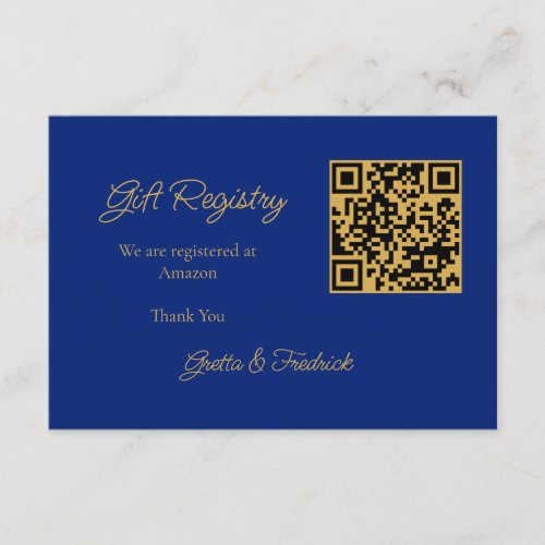 Timeless Royal Blue and Gold Wedding Registry  Enclosure Card