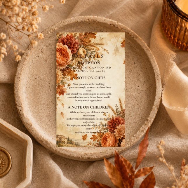 Timeless Rustic Autumn Wedding Enclosure Card (Creator Uploaded)