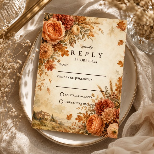 Timeless Rustic Autumn Wedding RSVP Card (Creator Uploaded)