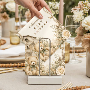 Timeless Rustic Teddy Bear Baby Shower Napkins