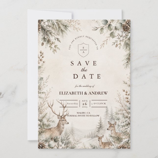 Timeless Rustic Winter Wedding Save The Date (Front)
