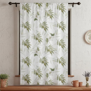 Timeless Sage Olive Watercolor Chic  Blackout Curtains