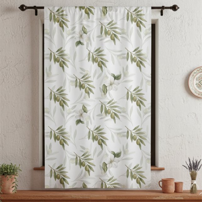 Timeless Sage Olive Watercolor Chic  Blackout Curtains (Creator Uploaded)