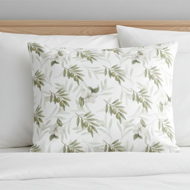 Timeless Sage Olive Watercolor Chic Pillow Case (Creator Uploaded)