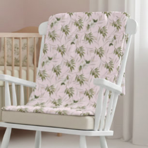 Timeless Sage Olive Watercolor Chic Pink Baby Blanket