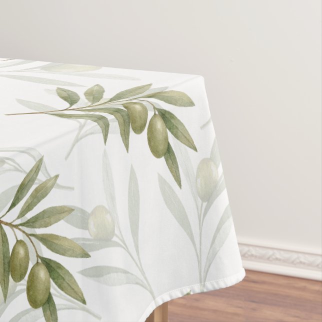 Timeless Sage Olive Watercolor Chic  Tablecloth (In Situ)