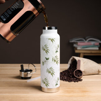 Timeless Sage Olive Watercolor Chic Water Bottle