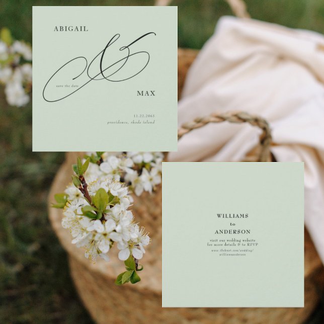Timeless Sage Square Wedding Save the Date (Creator Uploaded)