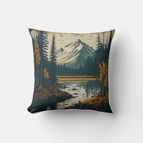 Timeless Scenery Vintage Landscape Print Pillow