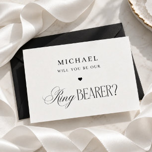 Timeless Script Elegant Ring Bearer Proposal Card