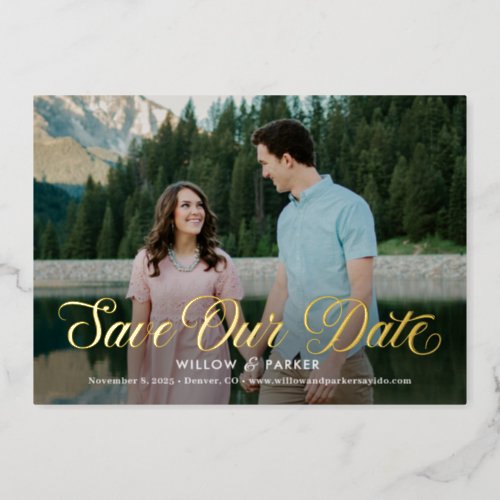 Timeless Script FOIL Wedding Save The Date Card