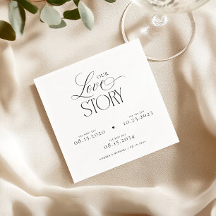 Timeless Script Our Love Story Wedding Engagement Napkins