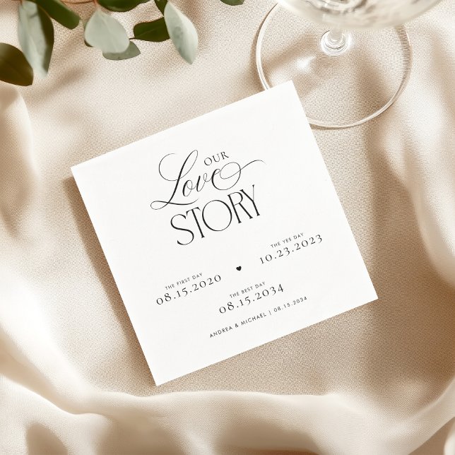 Timeless Script Our Love Story Wedding Engagement Napkins (Creator Uploaded)
