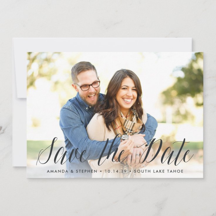 Timeless Script | Photo Save the Date | Zazzle