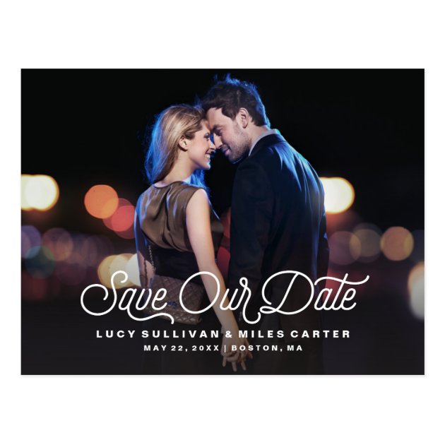 Timeless Script Save Our Date Photo Announcement Postcard