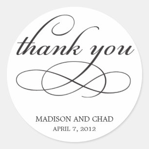 Timeless Script Thank You Favor Stickers