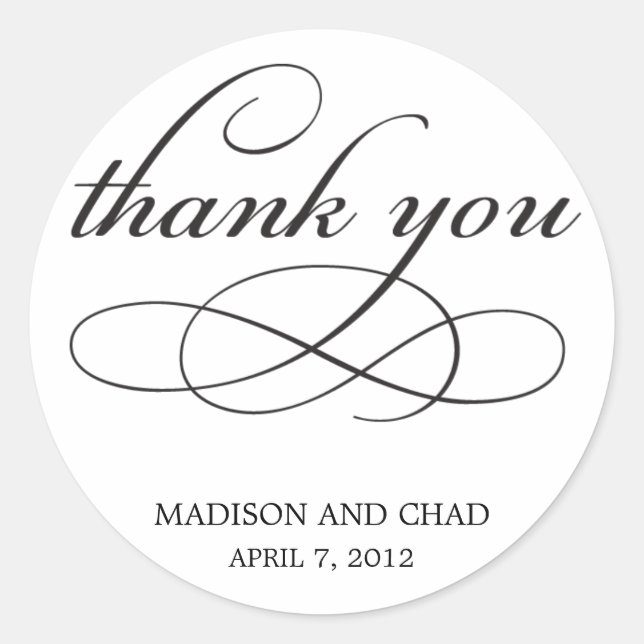 Timeless Script Thank You Favor Stickers (Front)