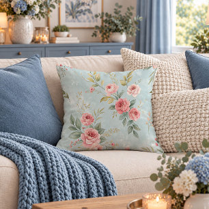 Timeless Shabby Chic Pastel Floral Pillow Cover Ar