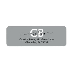 Timeless - Silver Gray Monogram Address Label