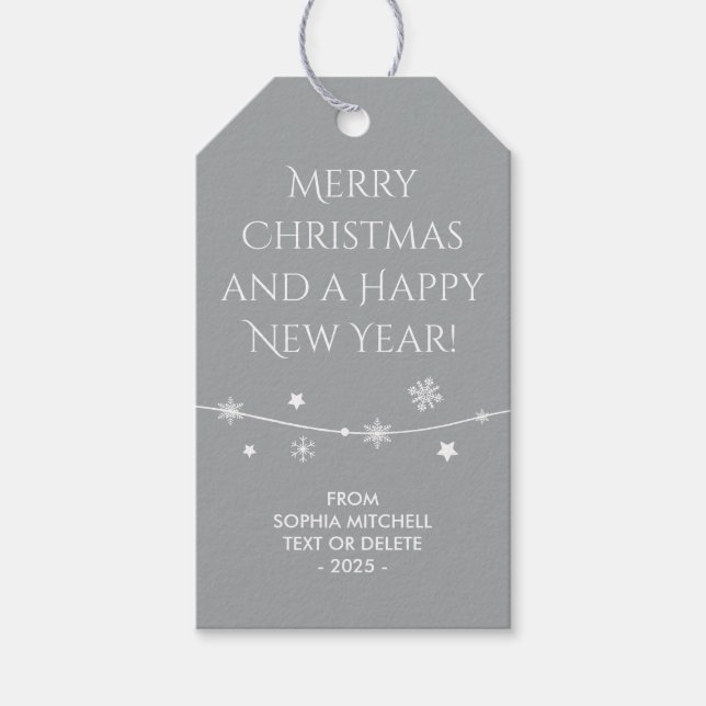 Timeless - Silver Gray - Snowflake Gift Tags (Front)