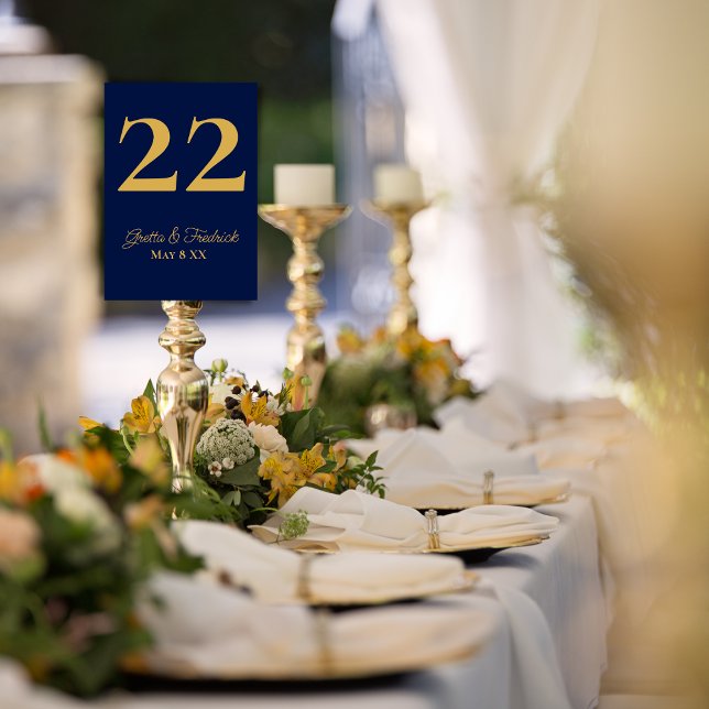 Timeless Simple Elegance Navy Blue Gold Wedding Table Number (Creator Uploaded)