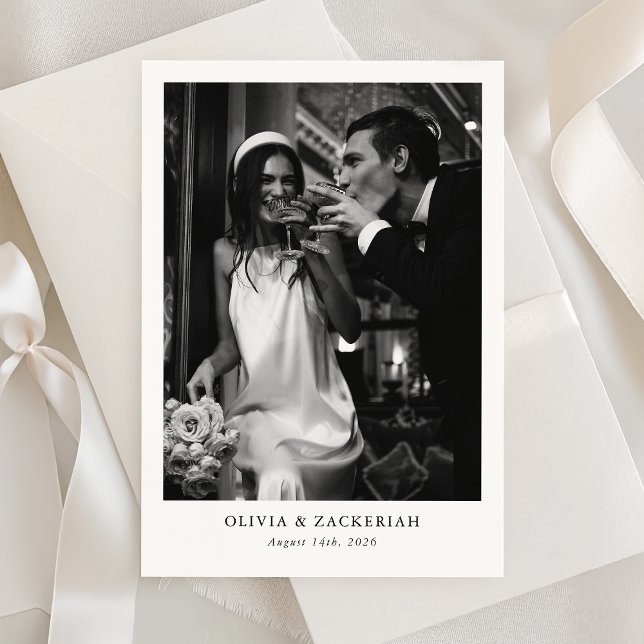 Timeless Simple Elegant Photo Minimalist Wedding Save The Date (Creator Uploaded)